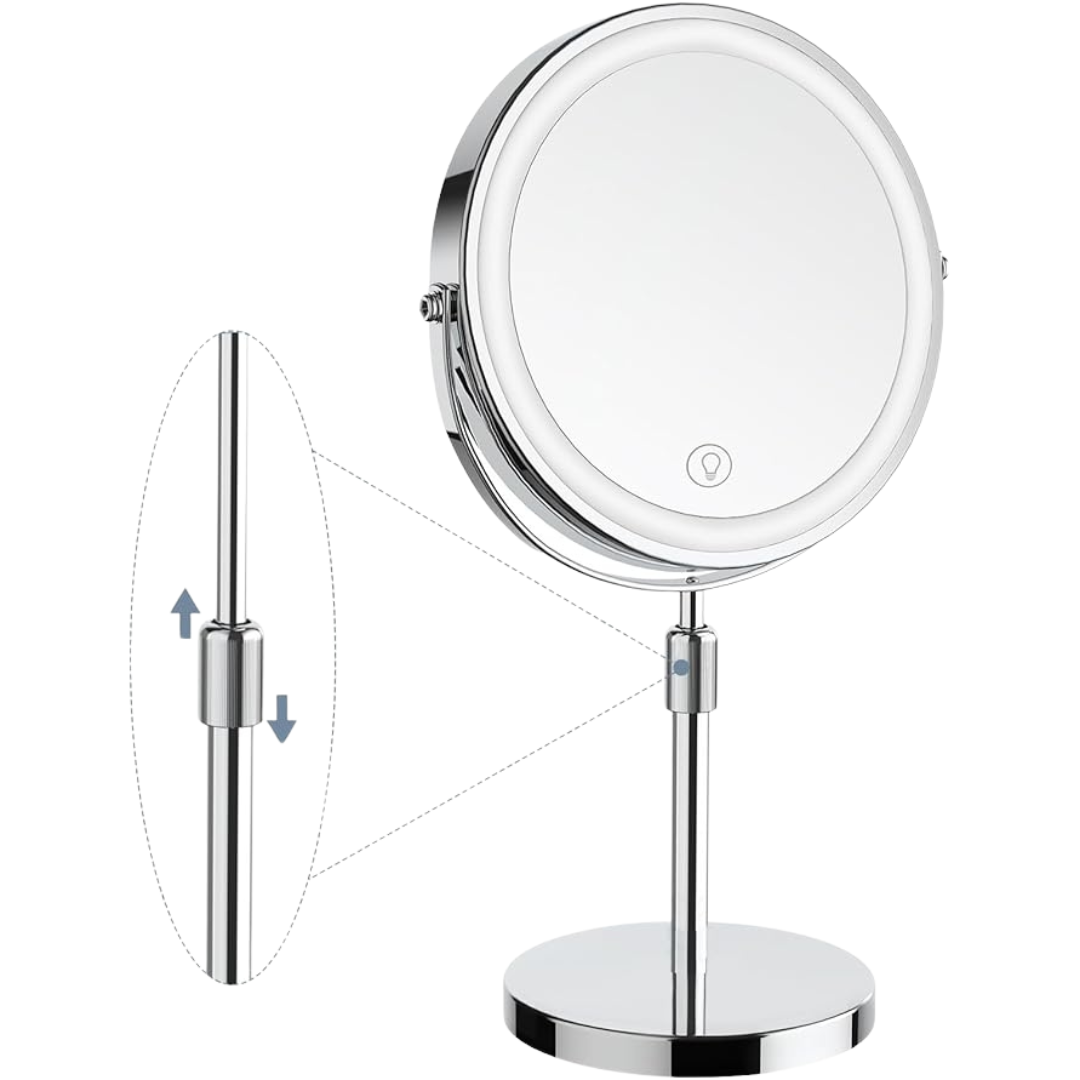 LumiGlow Pro – Intelligenter Make-up-Spiegel mit LED-Licht und 10-facher Vergrößerung