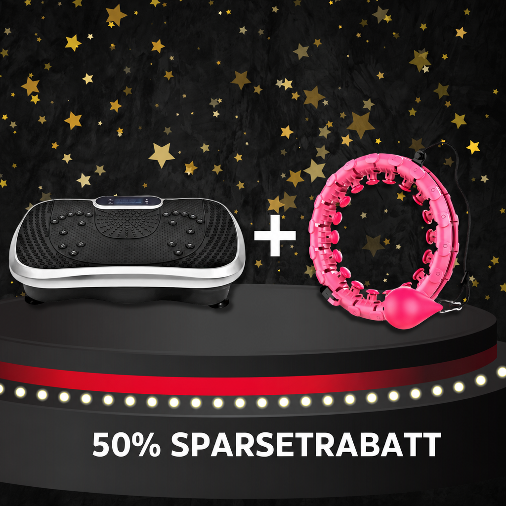 Vibrationsplatte + verstellbarer Hula-Hoop-Ring mit Gewicht (Sparset)